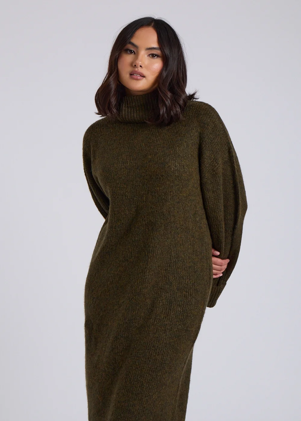 Urban Bliss Khaki Midi Roll Neck Dress - S Image 3