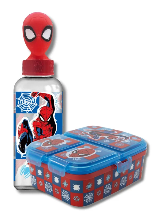 Spiderman Blue XL Lunch Box Set with 3D Bottle - One Size Image 1