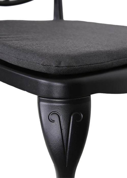 Charles Bentley Cast Aluminium Black Bistro Table & 2 Chairs Set (Dia. 70cm H68cm) - One Size Image 3