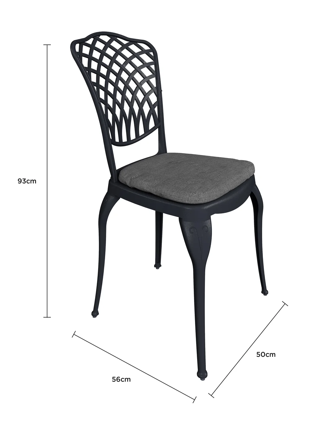 Charles Bentley Cast Aluminium Black Bistro Table & 2 Chairs Set (Dia. 70cm H68cm) - One Size Image 5