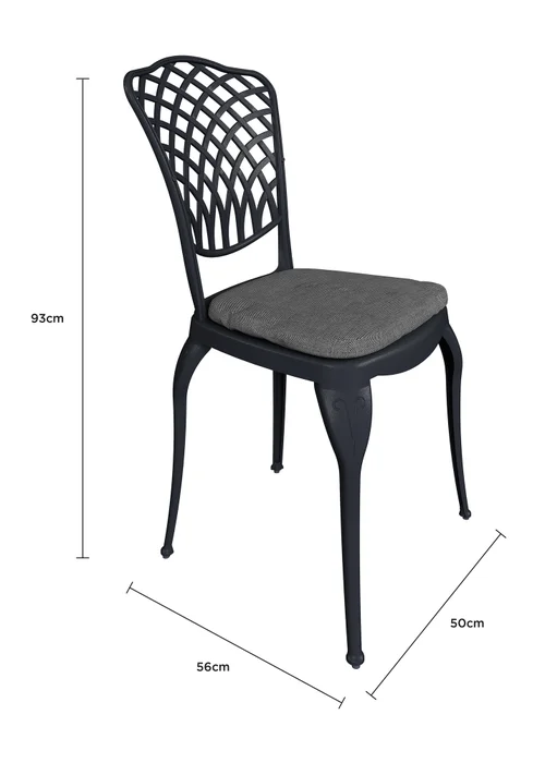 Charles Bentley Cast Aluminium Black Bistro Table & 2 Chairs Set (Dia. 70cm H68cm) - One Size Image 5