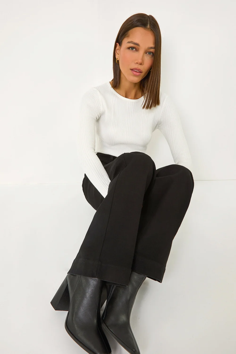 Roman Ivory Soft Ribbed Stretch Knit Jumper - Size 22 Image 2