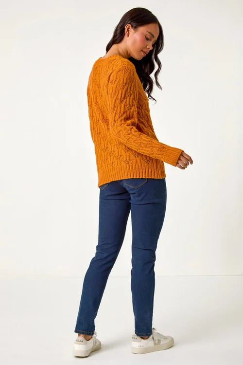 Roman Rust Petite Crochet Knit Jumper - 8 Image 4