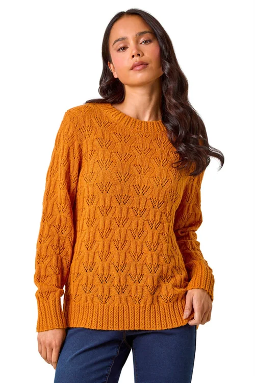 Roman Rust Petite Crochet Knit Jumper - 8 Image 1