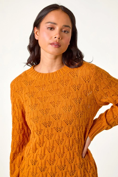 Roman Rust Petite Crochet Knit Jumper - 8 Image 3