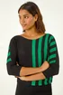 Roman Green Contrast Stripe Print Knit - Size 16 Image 2