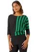 Roman Green Contrast Stripe Print Knit - Size 16 Image 1