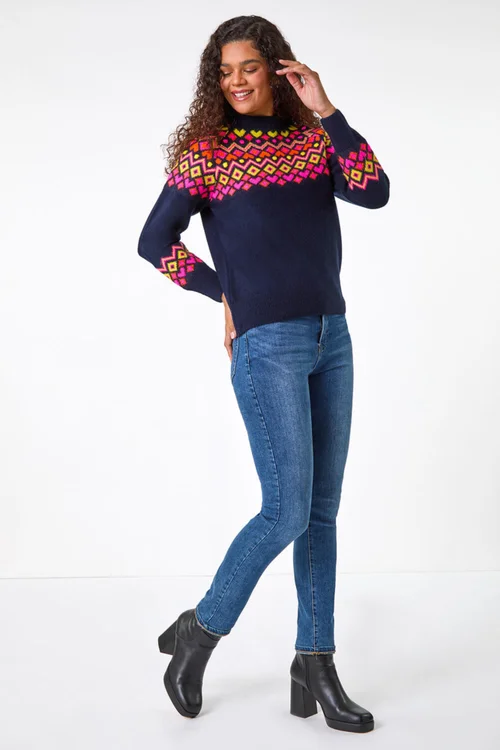 Roman Dusty Pink Heart Print Crew Neck Knit Jumper - Size 10 Image 2