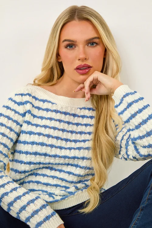 Roman Ivory Petite Stripe Metallic Knit Jumper - 14 Image 3