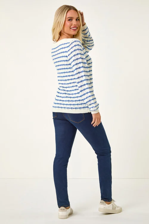 Roman Ivory Petite Stripe Metallic Knit Jumper - 14 Image 4