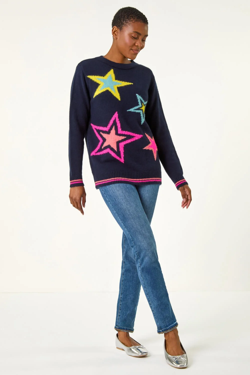 Roman Navy Multi Star Detail Knitted Jumper - 10 Image 3