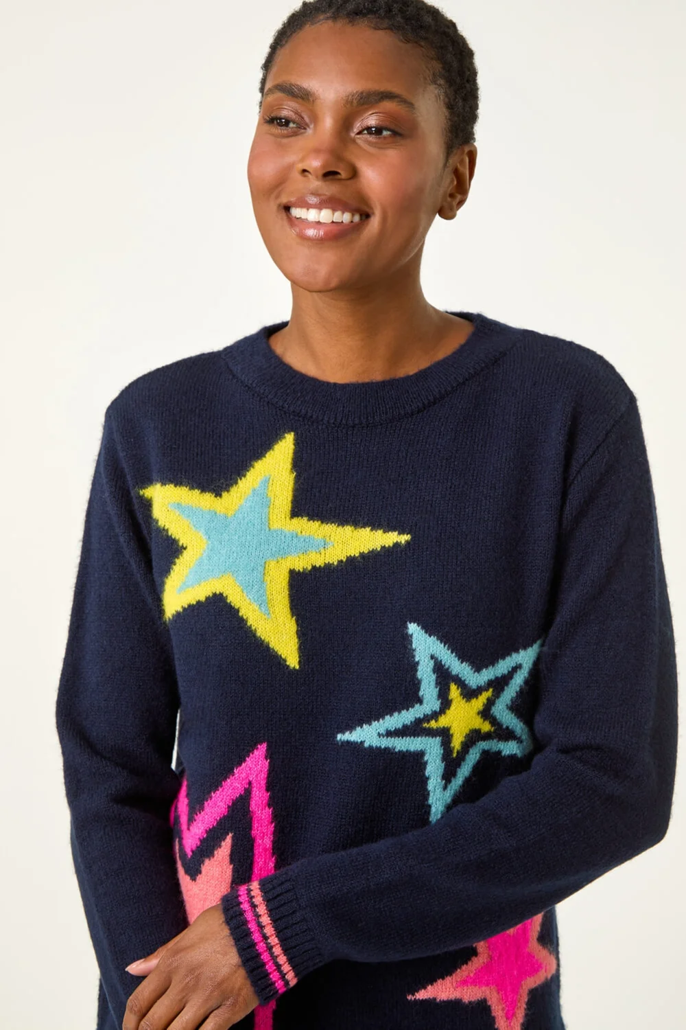 Roman Navy Multi Star Detail Knitted Jumper - 10 Image 2
