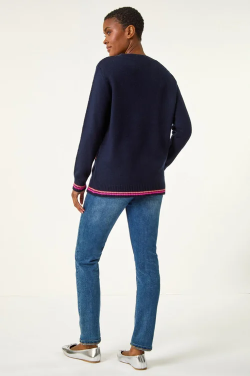 Roman Navy Multi Star Detail Knitted Jumper - 10 Image 4