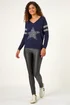 Roman Midnight Blue Star Embellished Knit Jumper - Size 16 Image 3