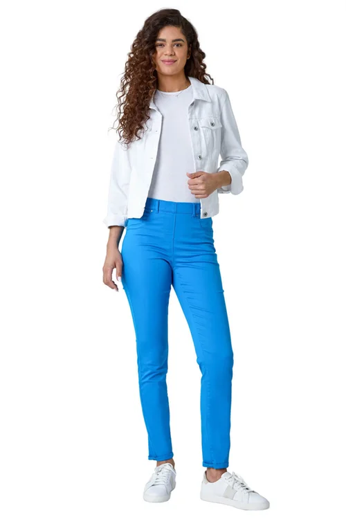 Roman Blue 31" Denim Stretch Elastic Waist Jegging - 10 Image 2
