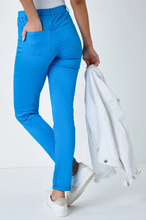 Roman Blue 31" Denim Stretch Elastic Waist Jegging - 10 Image 4