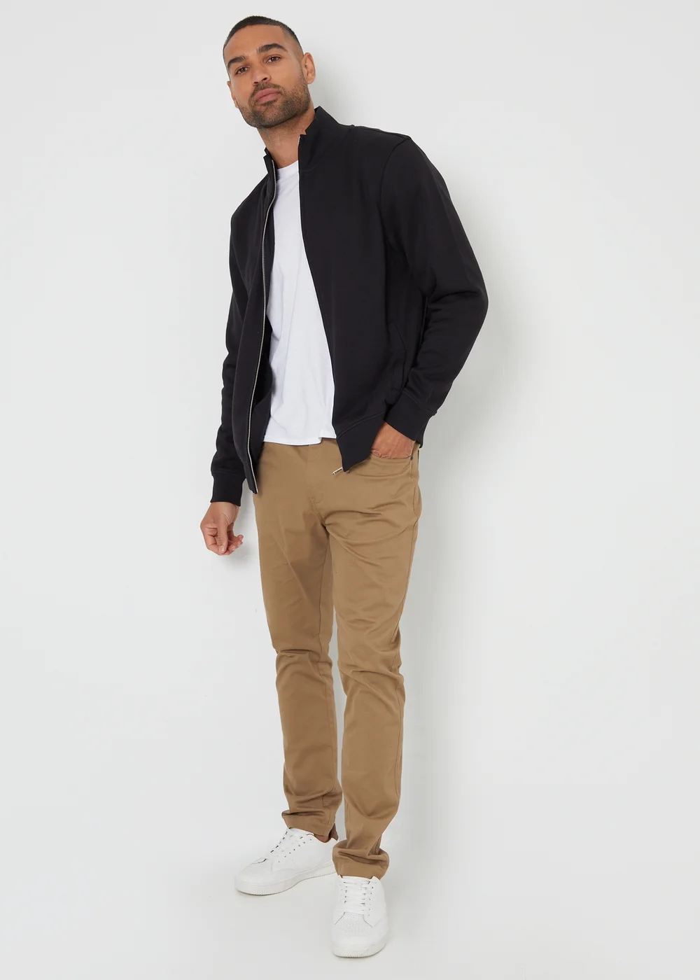 Threadbare Black Funnel Neck Zip Through Sweatshirt - M Image 4