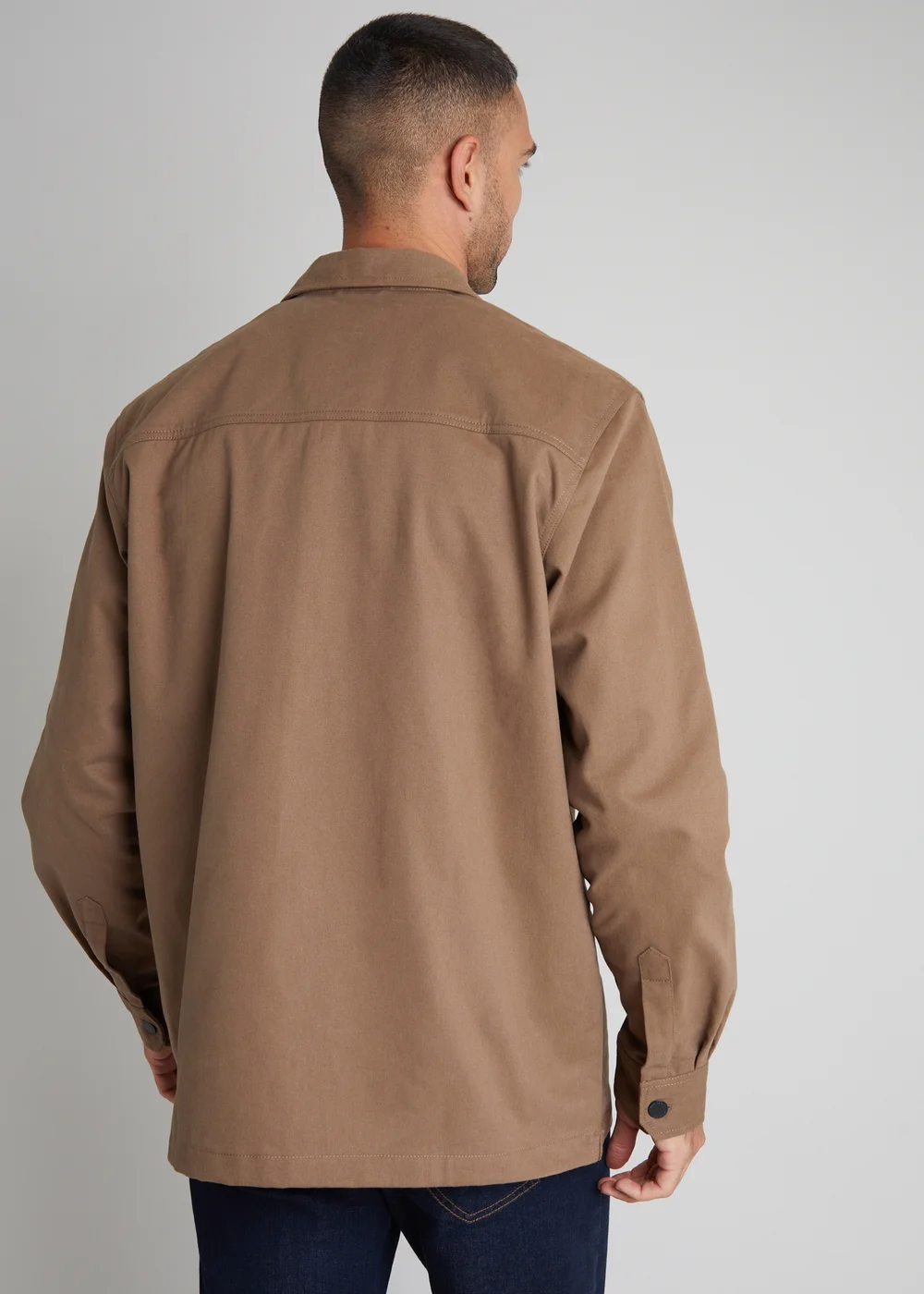 Threadbare Brown Cotton Twill Button Up Shacket - S Image 2