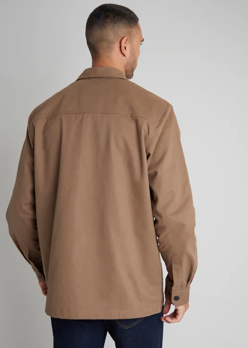 Threadbare Brown Cotton Twill Button Up Shacket - S Image 2