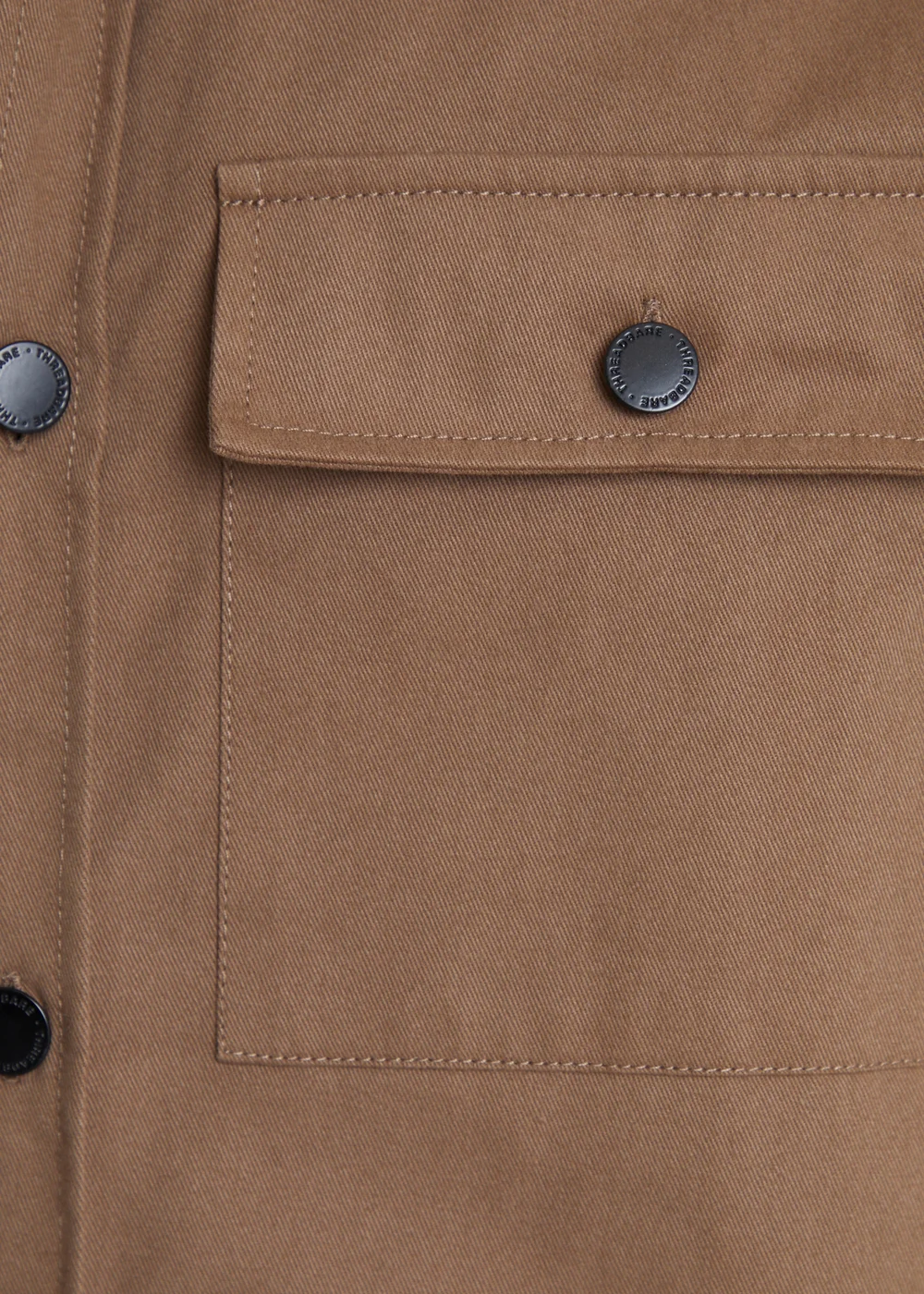Threadbare Brown Cotton Twill Button Up Shacket - S Image 3