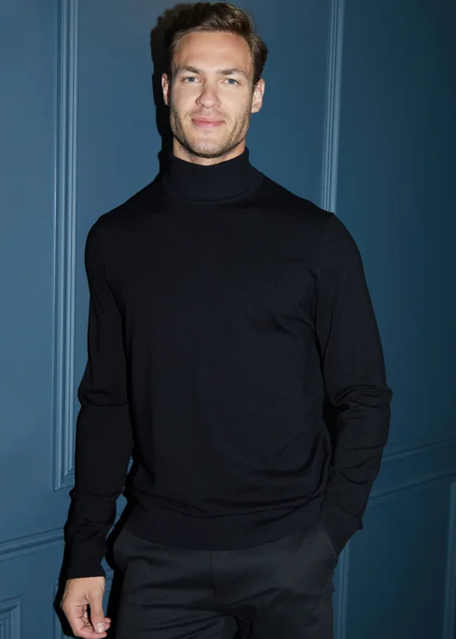 Threadbare Black Knitted Roll Neck Jumper - S Image 1