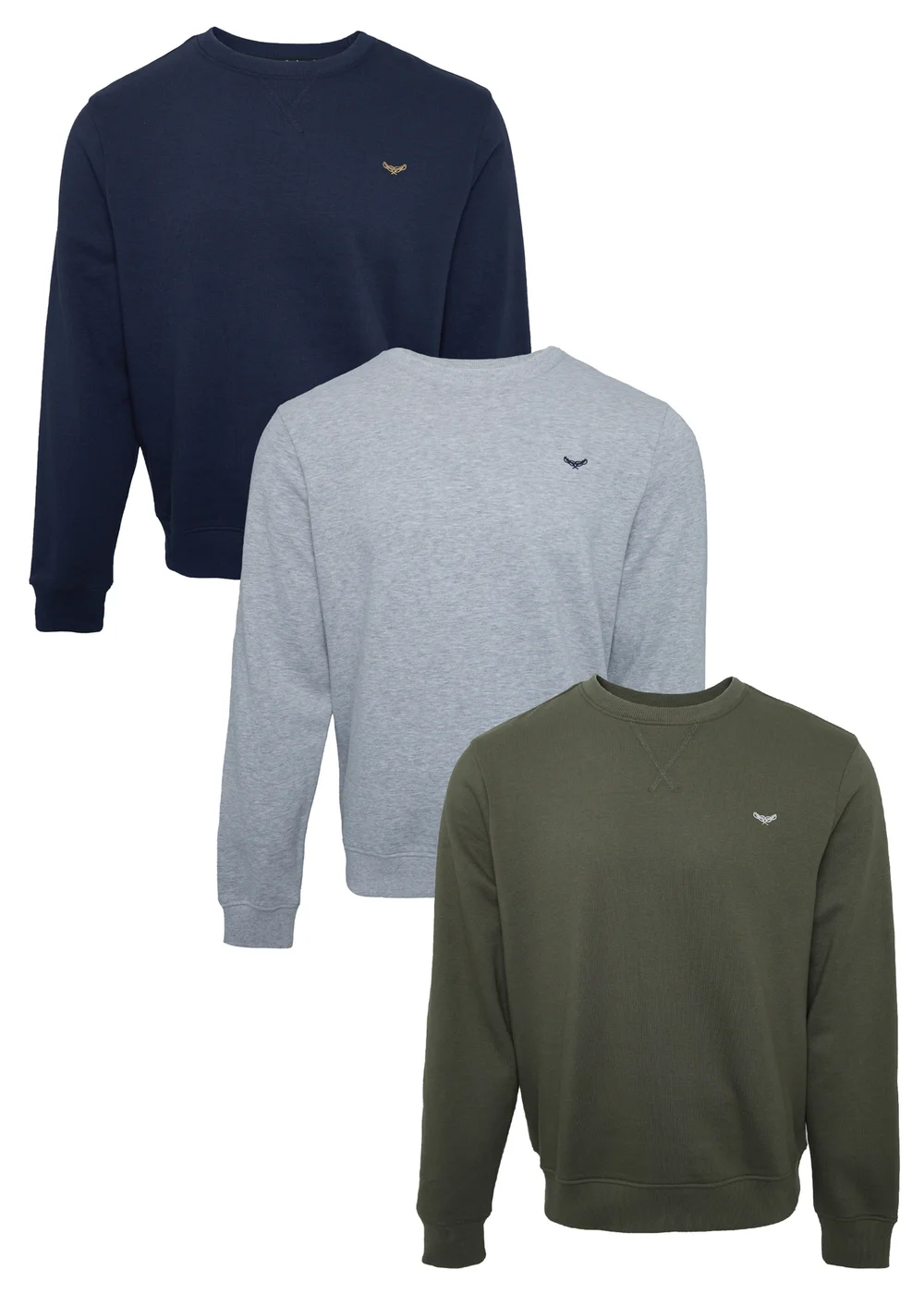 Threadbare Navy 3 Pack Crew Neck Sweatshirts - M Image 1