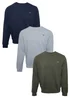 Threadbare Navy 3 Pack Crew Neck Sweatshirts - M Image 1