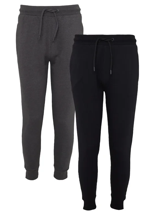 Threadbare Black 2 Pack Regular Fit Joggers - S Image 1