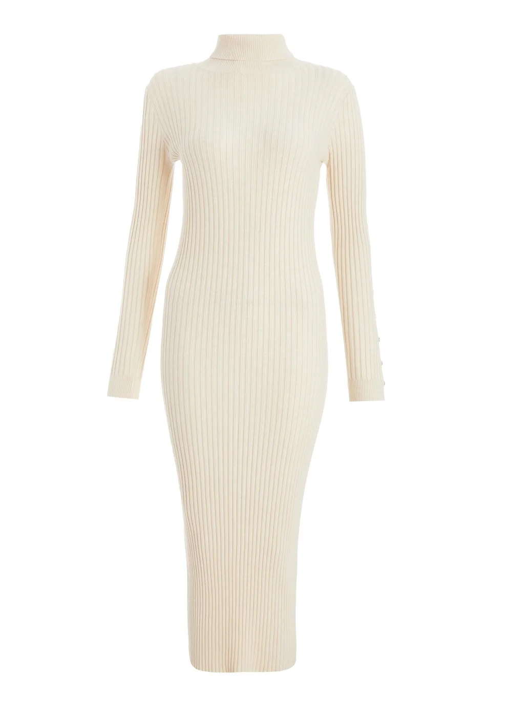 Quiz Cream Ribbed Knit Jumper Dress - XS Image 4