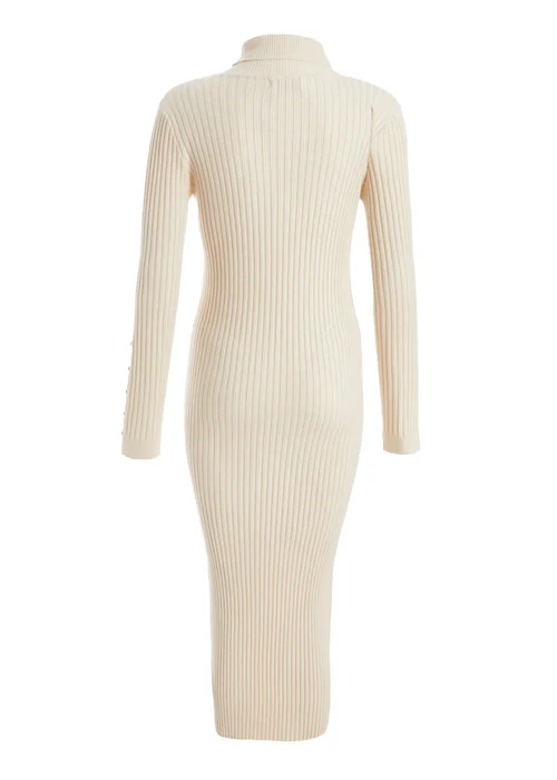 Quiz Cream Ribbed Knit Jumper Dress - XS Image 5