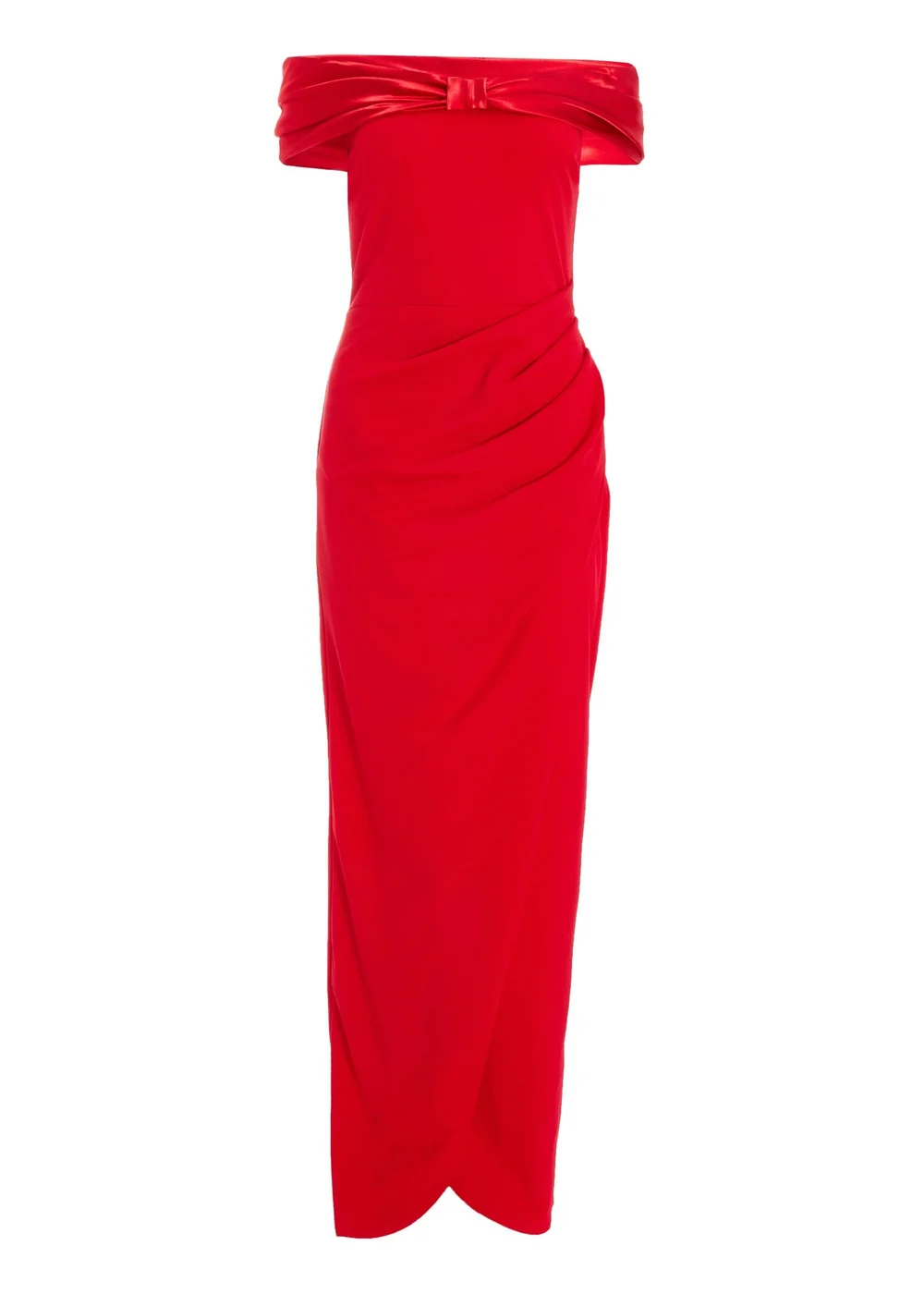 quiz red dress bardot Quiz Red Bardot Split Maxi Dress