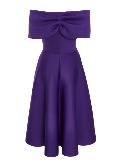 Quiz Purple Bardot Skater Midi Dress - 8 Image 5
