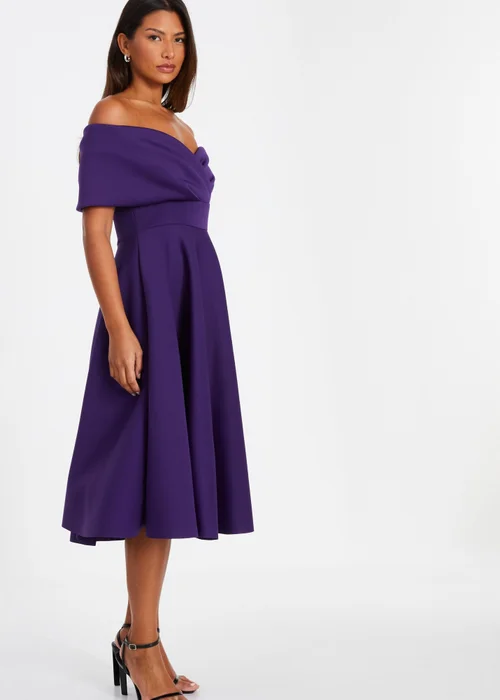 Quiz Purple Bardot Skater Midi Dress - 8 Image 3