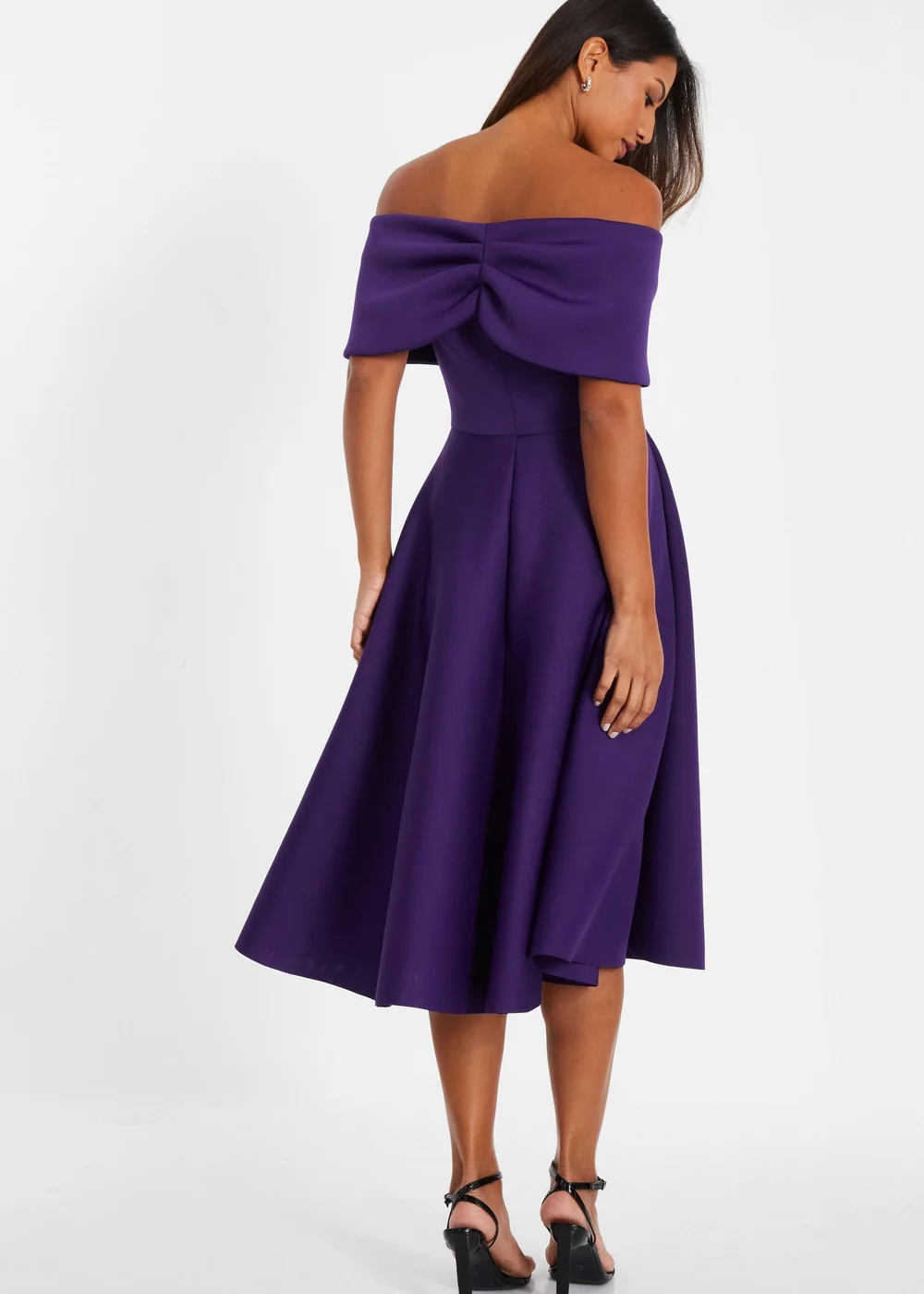 Quiz Purple Bardot Skater Midi Dress - 8 Image 2