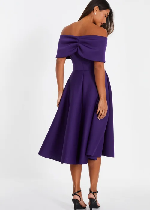 Quiz Purple Bardot Skater Midi Dress - 8 Image 2