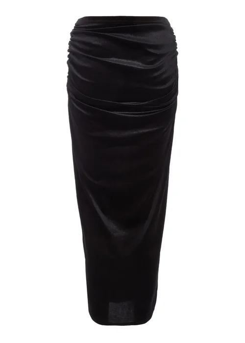 Quiz Black Velvet Corsage Maxi Skirt - Size 6 Image 5