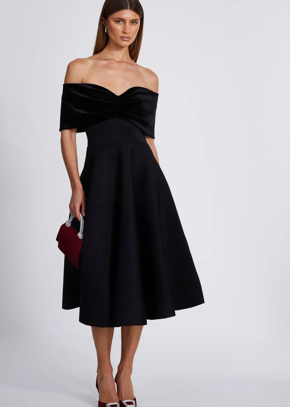 quiz skater dress Quiz Strappy Puff Ball Skater Dress - Black