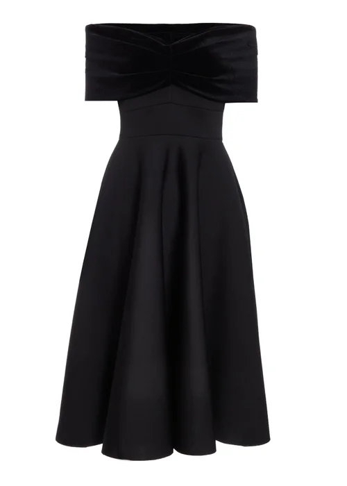 Quiz Black Velvet Neckline Skater Dress - 6 Image 4