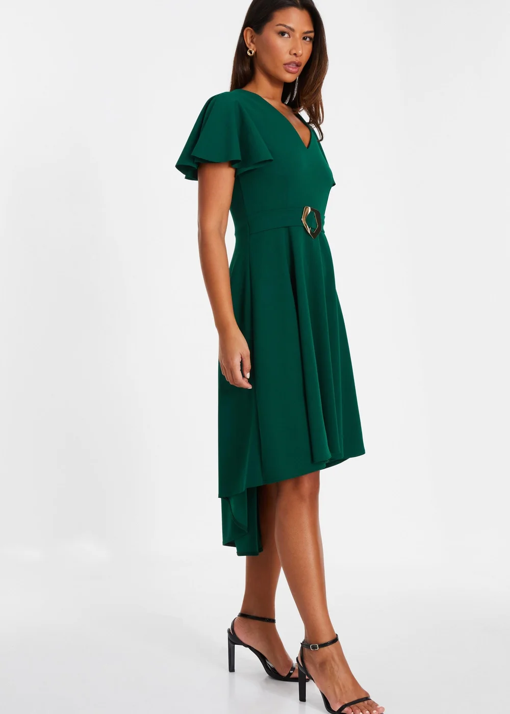 Quiz Green Buckle Detail Midi Dress - 8 Image 3