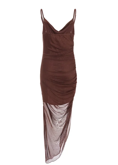 Quiz Brown Glitter Mesh Midaxi Dress - 4 Image 5