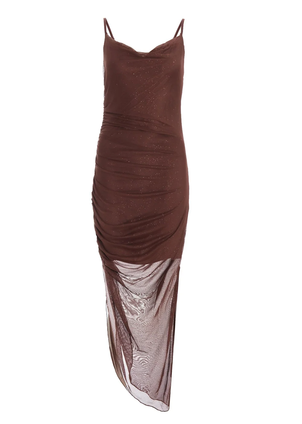 Quiz Brown Glitter Mesh Midaxi Dress - 4 Image 4