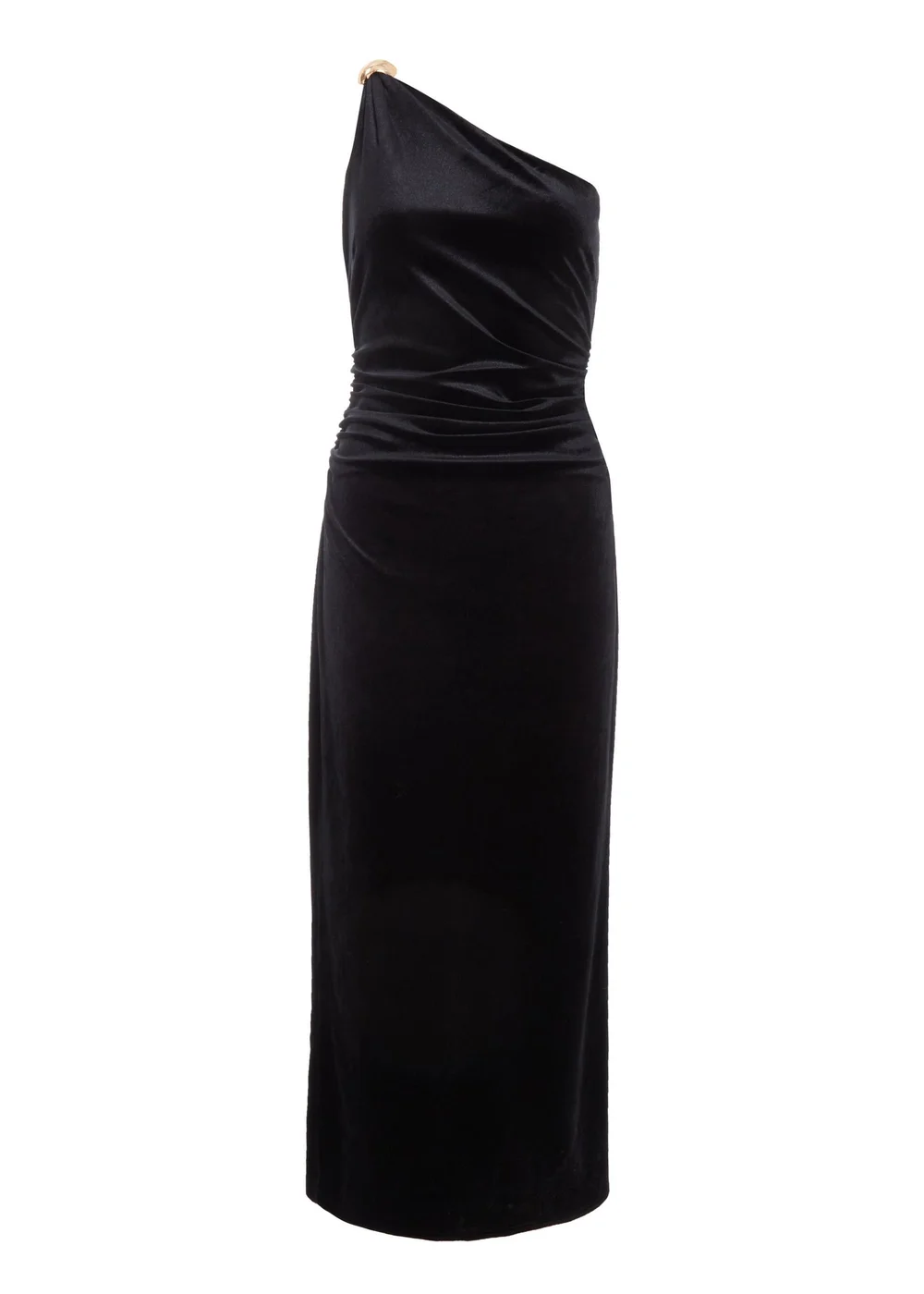 Quiz Black Velvet One Shoulder Midaxi Dress - 6 Image 4