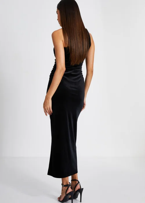 Quiz Black Velvet One Shoulder Midaxi Dress - 6 Image 2
