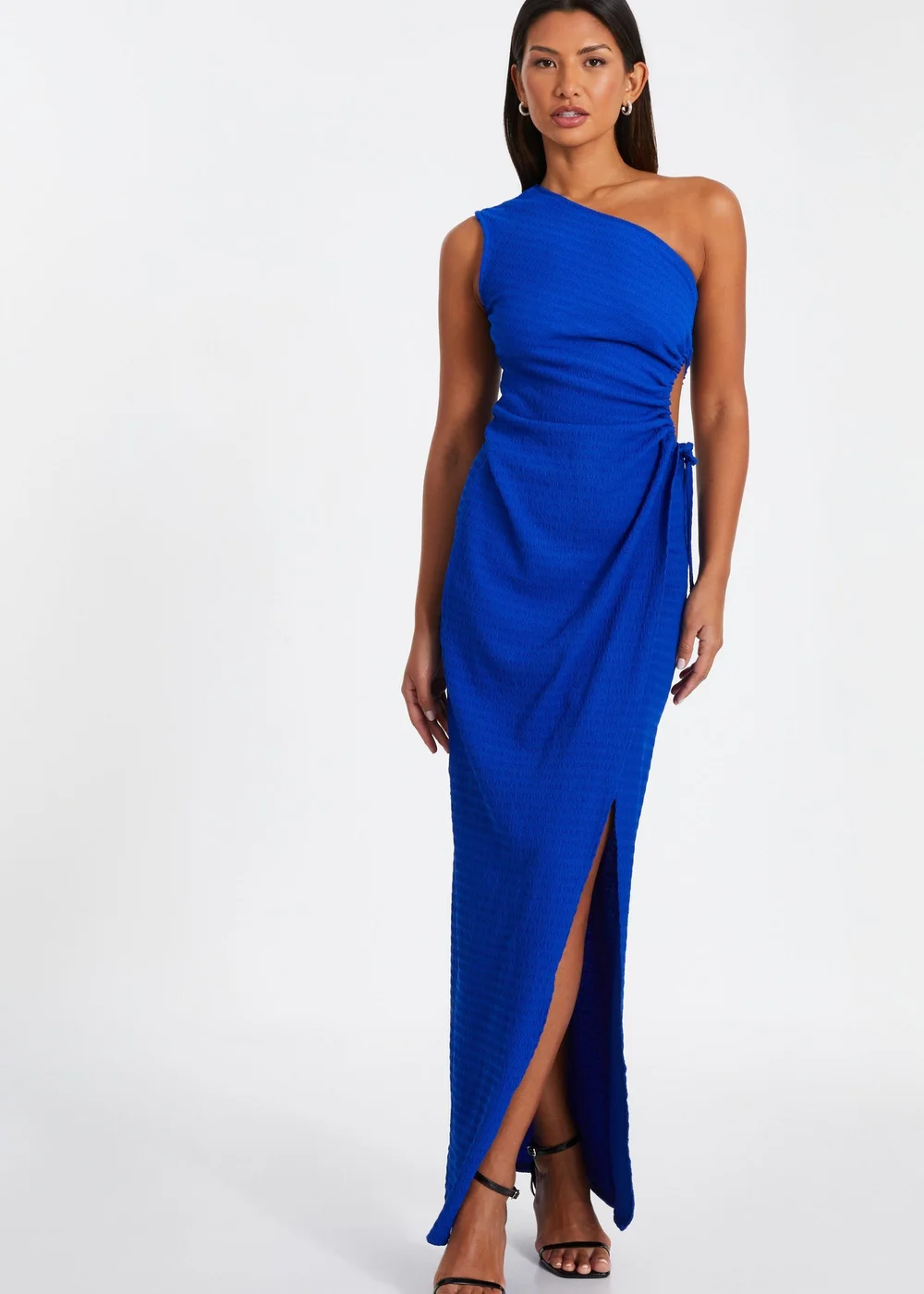 Quiz Blue One Shoulder Midaxi Dress - 8 Image 1