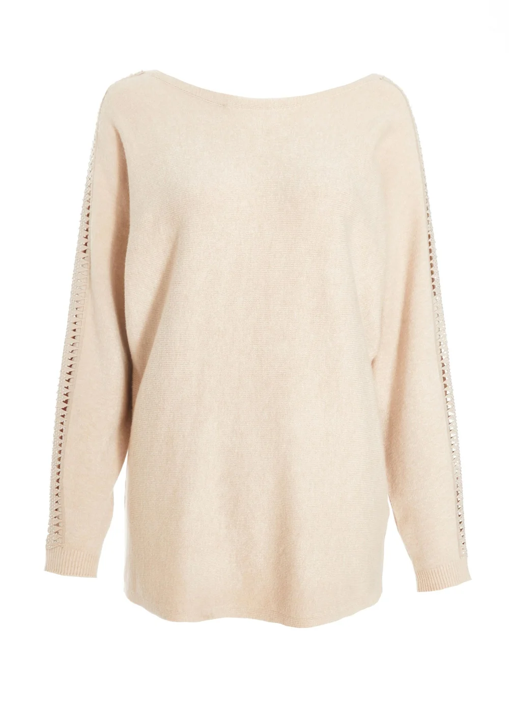 Quiz Stone Knit Diamante Sleeve Jumper - XS Image 4