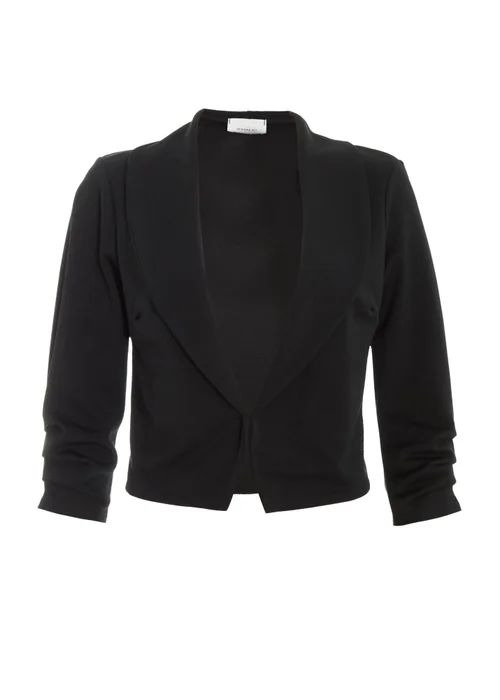Quiz Black Shawl Collar Crop Jacket - 4 Image 4