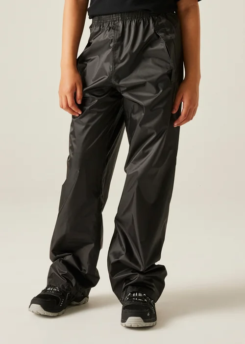 Regatta Black Kids Stormbreak Waterproof Hydrofort Overtrousers (3-16 Years) - 7-8 Yrs Image 2