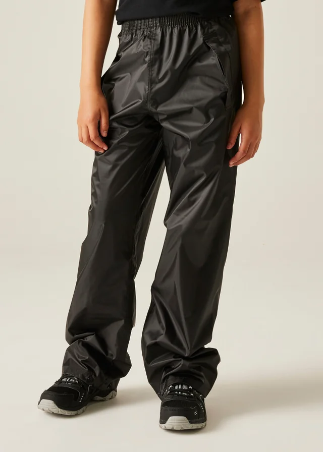 Regatta Black Kids Stormbreak Waterproof Hydrofort Overtrousers (3-16 Years)