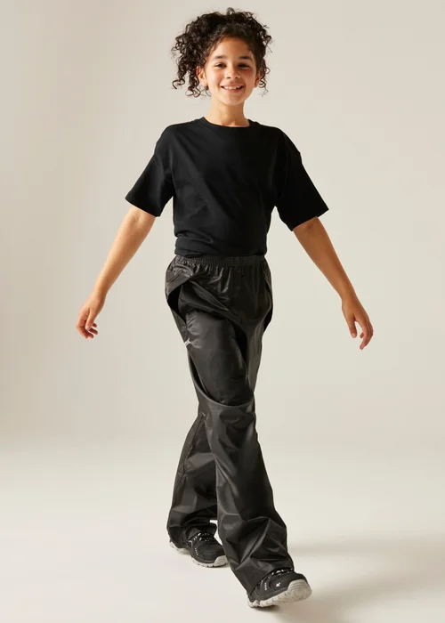 Regatta Black Kids Stormbreak Waterproof Hydrofort Overtrousers (3-16 Years) - 7-8 Yrs Image 3