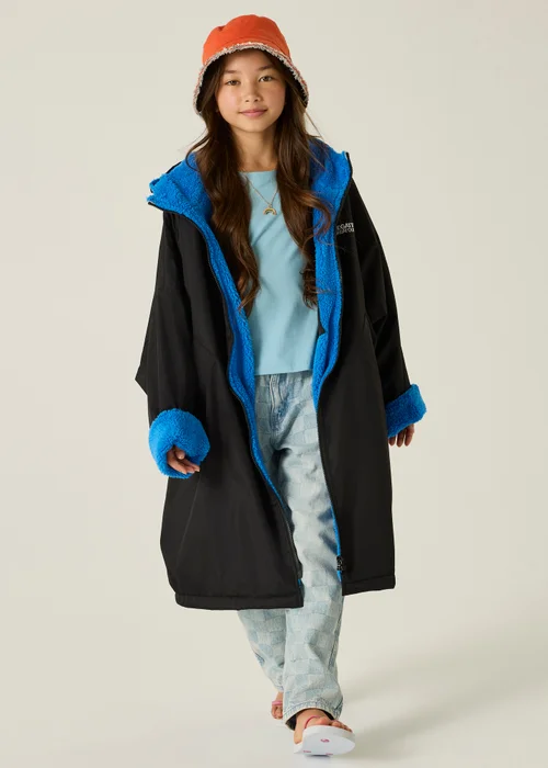 Regatta Black Oxford Blue Kids Junior Waterproof Hydrofort Robe - 9-13 Yrs Image 1
